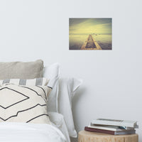 Moody Ocean and Sky Wooden Pier Landscape Photo Loose Wall Art Prints Intrigued Trance Effects