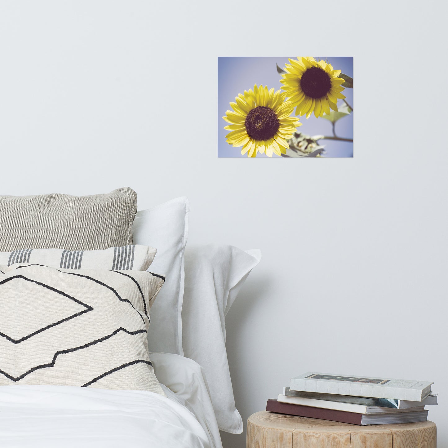 Minimalist Floral Print: Aged Sunflowers Against Sky - Botanical / Floral / Flora / Flowers / Nature Photograph Loose / Unframed / Frameable / Frameless Wall Art Print - Artwork