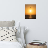 Flying High at Sunset Coastal Landscape Photo Paper Poster