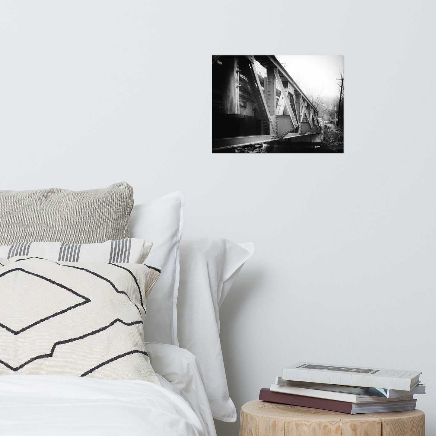 White Clay Creek Bridge Black and White Architectural Landscape Photo Loose Wall Art Prints