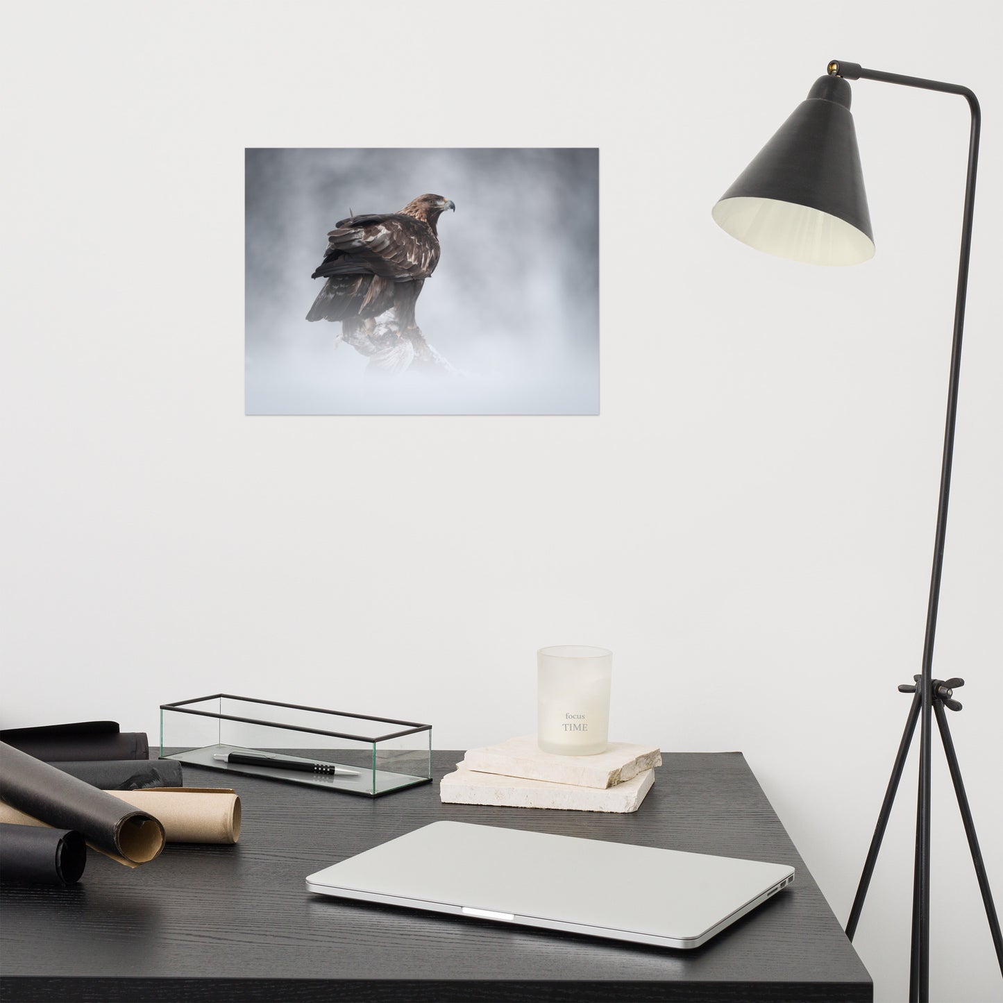 The Victor - Golden Eagle with Prey In The Mist Loose Wall Art Print