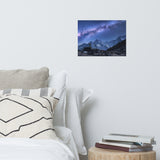 Stone Mountains and Milky Way Night Landscape Photo Loose Wall Art Print