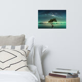 Glowing Milky Way Galaxy with Tree Landscape Photo Loose Wall Art Prints