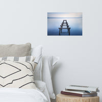 Soft Blue Lake and Abandoned Pier Landscape Photo Loose Wall Art Prints