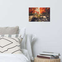 Waterfall in the Autumn with Golden Shadow Effect Landscape Photo Loose Wall Art Prints