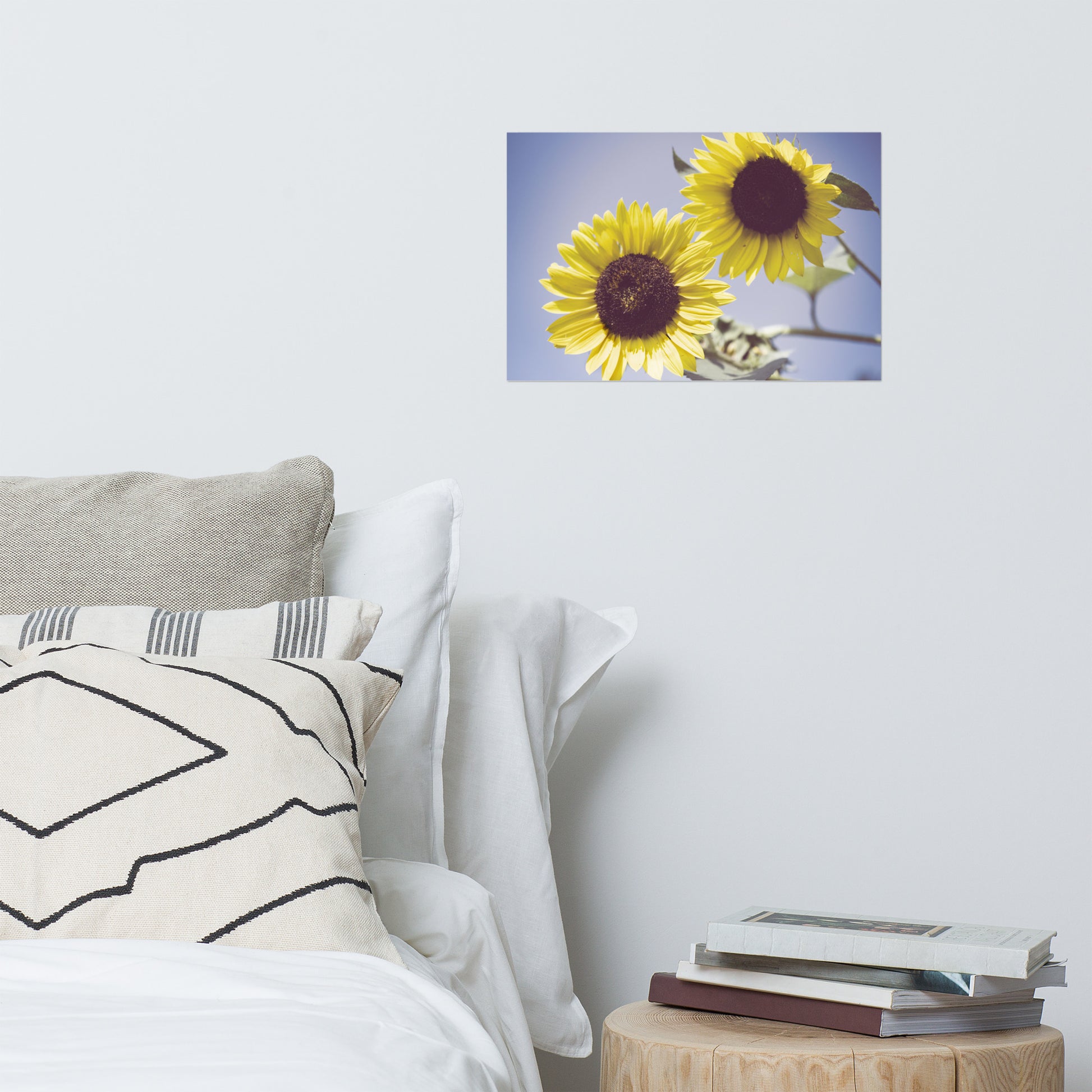 Minimalist Floral Wall Art: Aged Sunflowers Against Sky - Botanical / Floral / Flora / Flowers / Nature Photograph Loose / Unframed / Frameable / Frameless Wall Art Print - Artwork