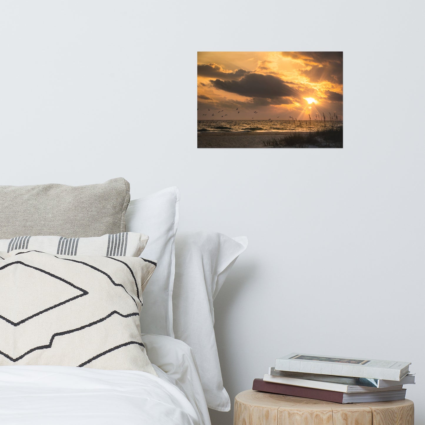 Artwork To Hang Over Bed: Anna Maria Island Cloudy Golden Sunset 1 - Beach / Coastal / Seascape Nature / Landscape Photograph Loose / Unframed / Frameless / Frameable Wall Art Print - Artwork