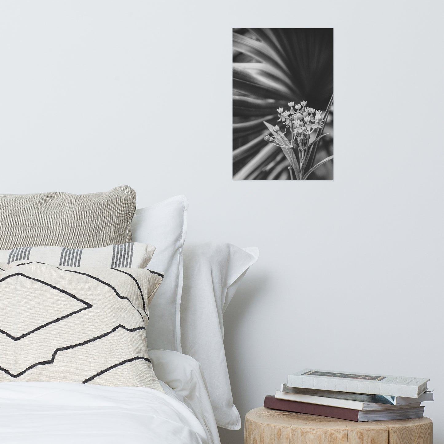 Bloodflowers and Palm Black and White Floral Nature Photo Loose Unframed Wall Art Prints