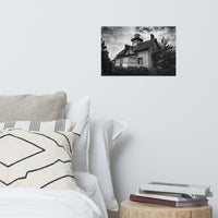 Cedar Point Lighthouse in Black and White Landscape Photo Loose Wall Art Prints