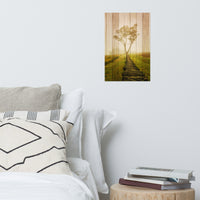 Faux Wood Calming Morning Landscape Photo Loose Wall Art Print