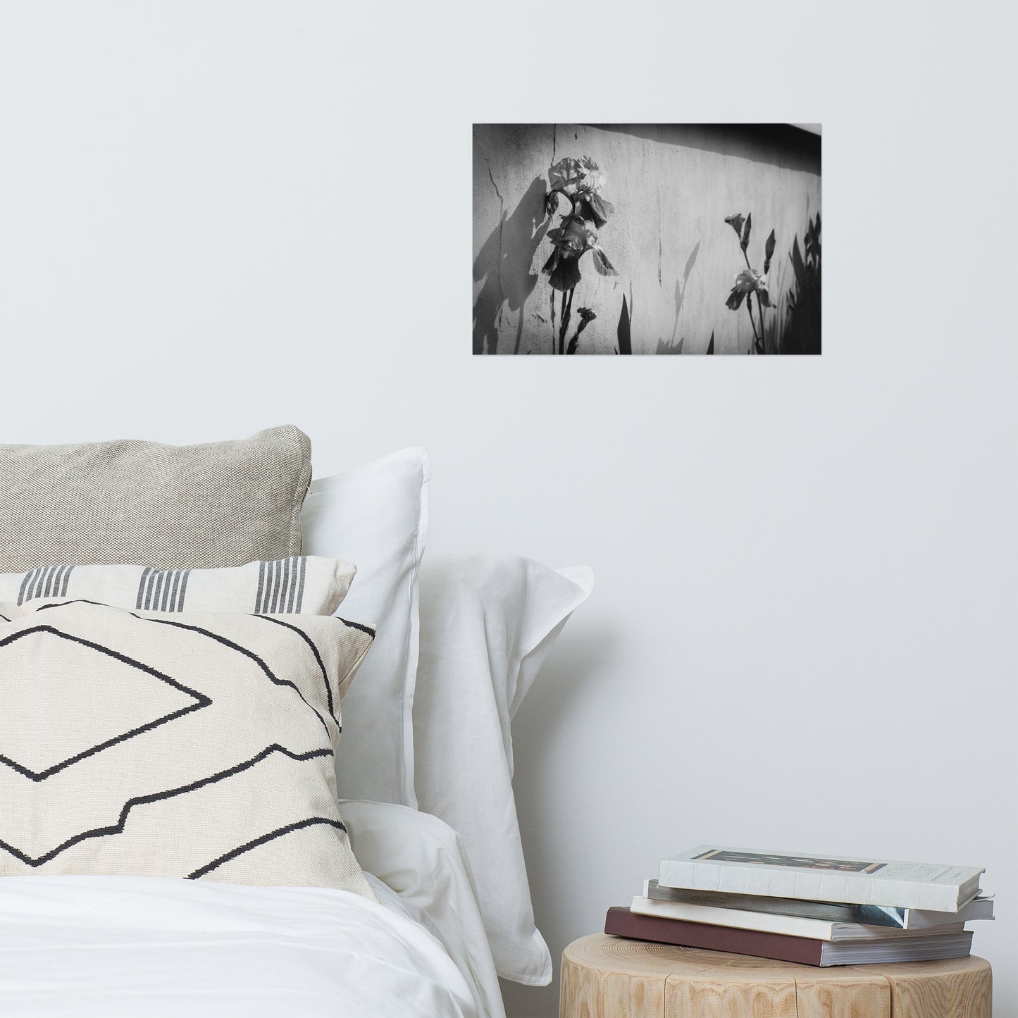 Iris on Wall Black and White Floral Nature Photo Loose Unframed Wall Art Prints