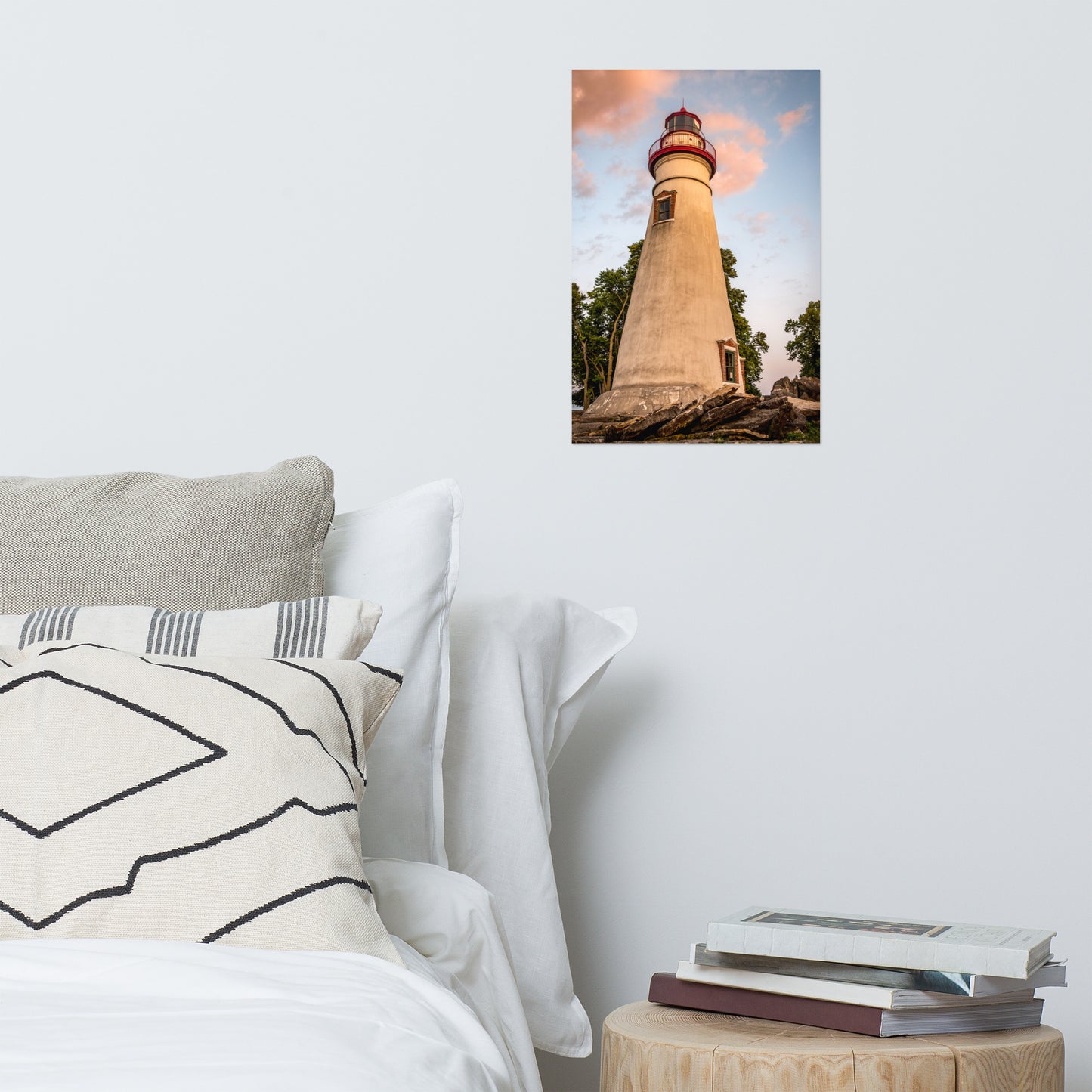 Marblehead Lighthouse at Sunset From the Shore Landscape Photo Loose Wall Art Print