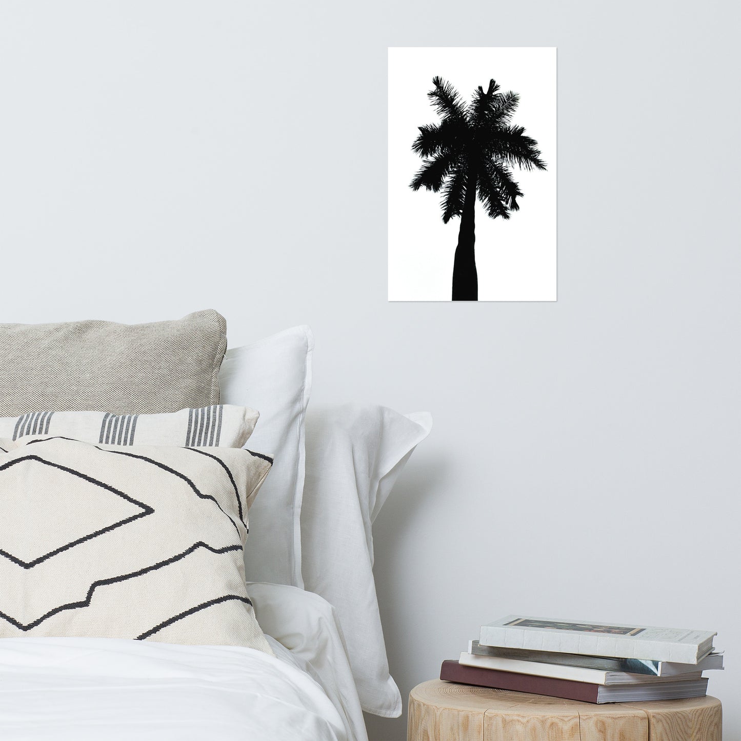 Palm Tree Silhouette on Pure White Botanical Nature Photo Loose Unframed Wall Art Prints