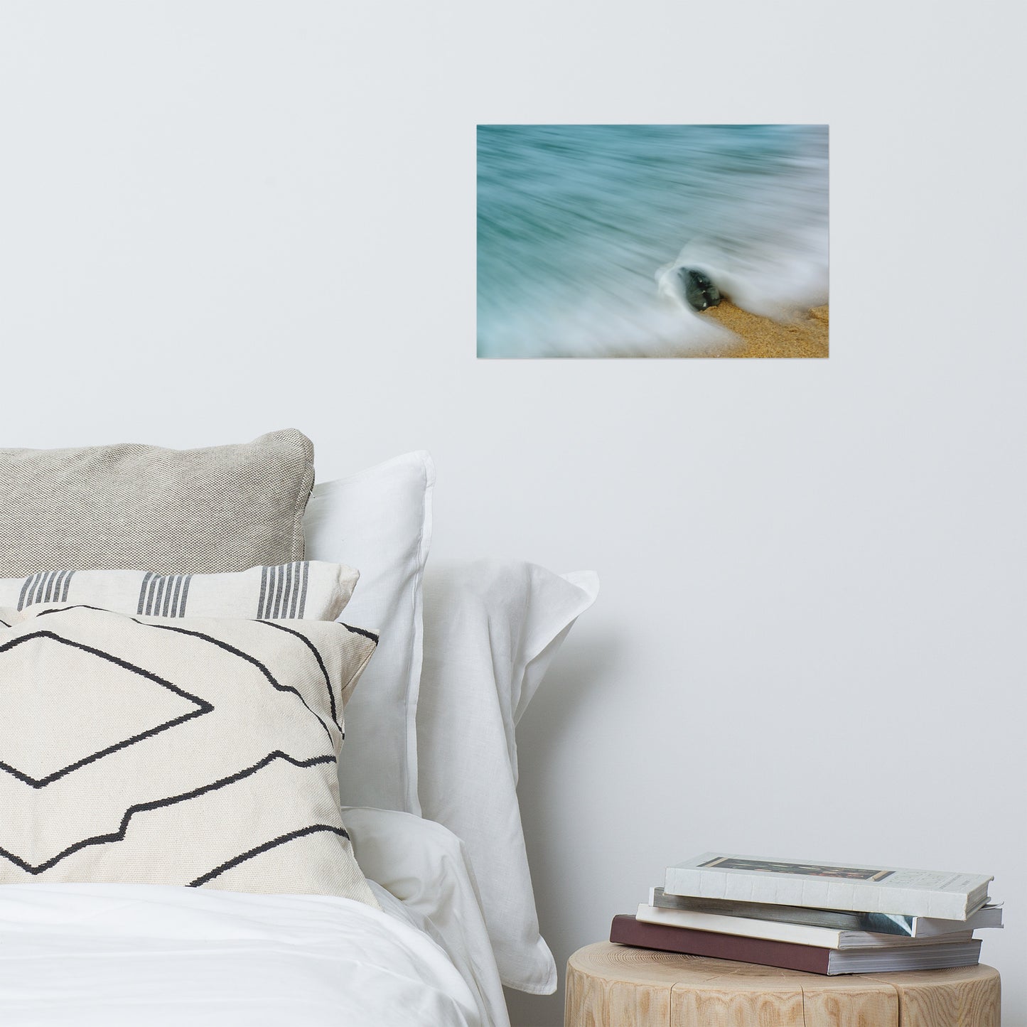 Whelk Seashell and Misty Wave Coastal Nature Photo Loose Unframed Wall Art Prints