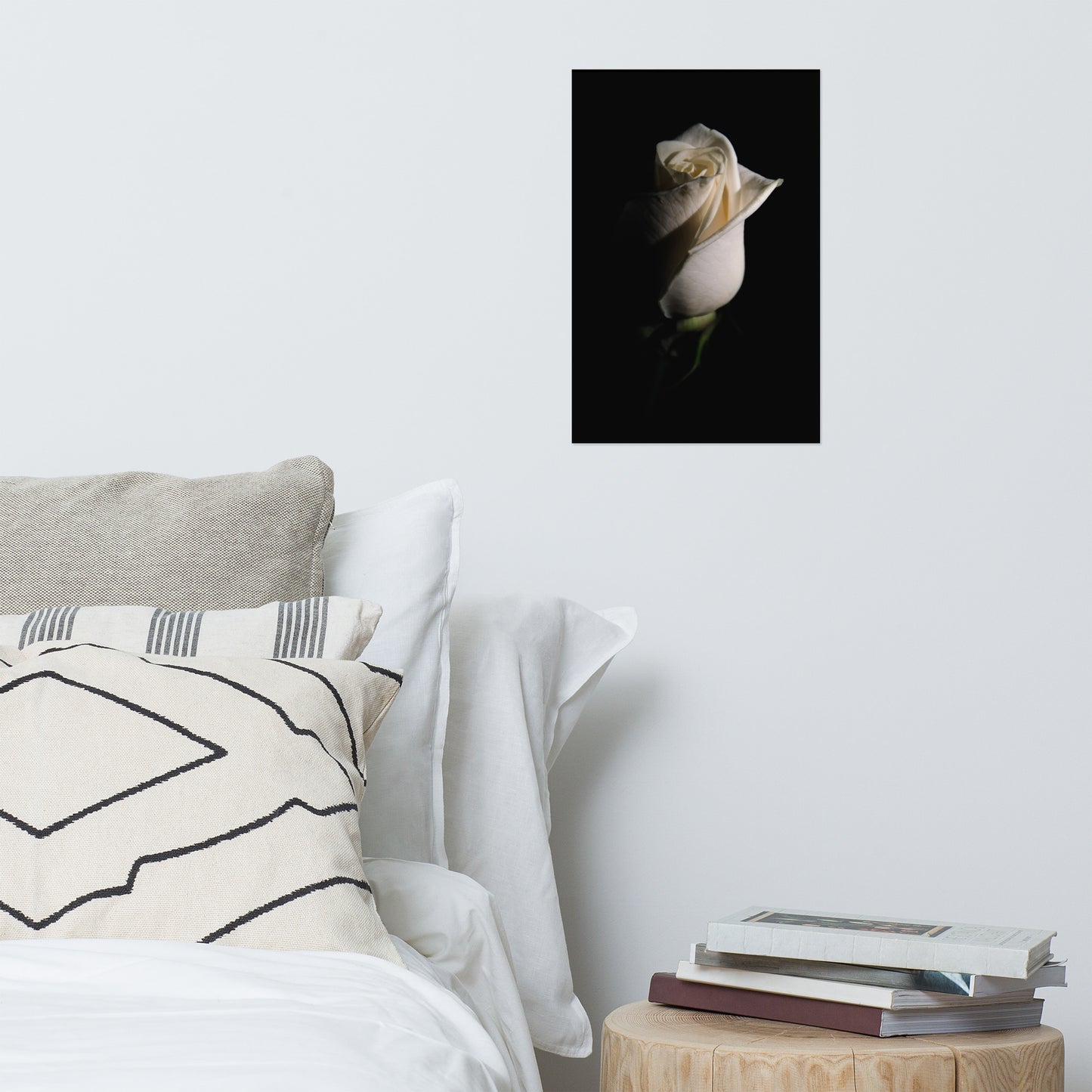 White Rose Low Key Floral Nature Photo Loose Unframed Wall Art Prints