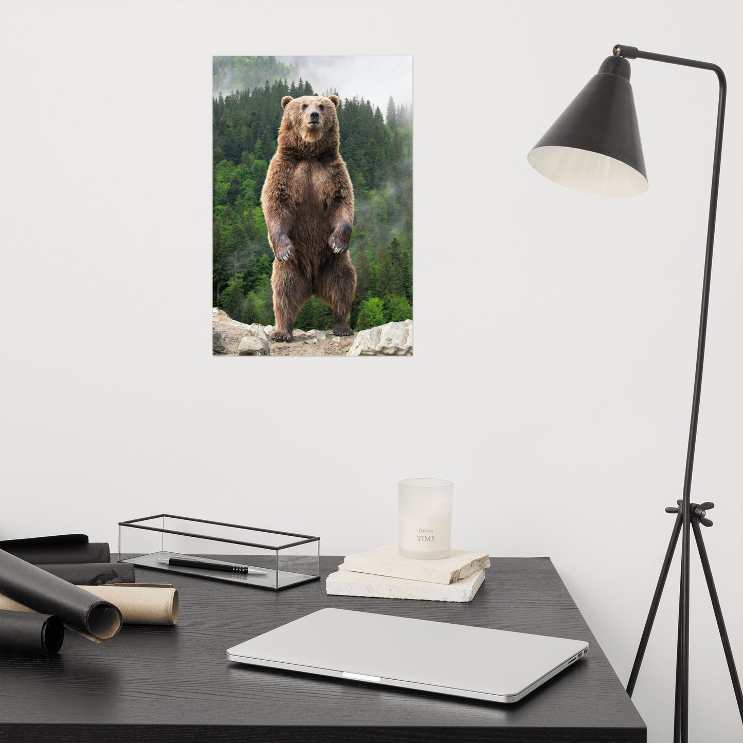 Big Standing Brown Bear on Mountain Top Loose Wall Art Print