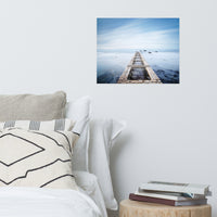 Moody Ocean and Sky Wooden Pier Landscape Photo Loose Wall Art Prints