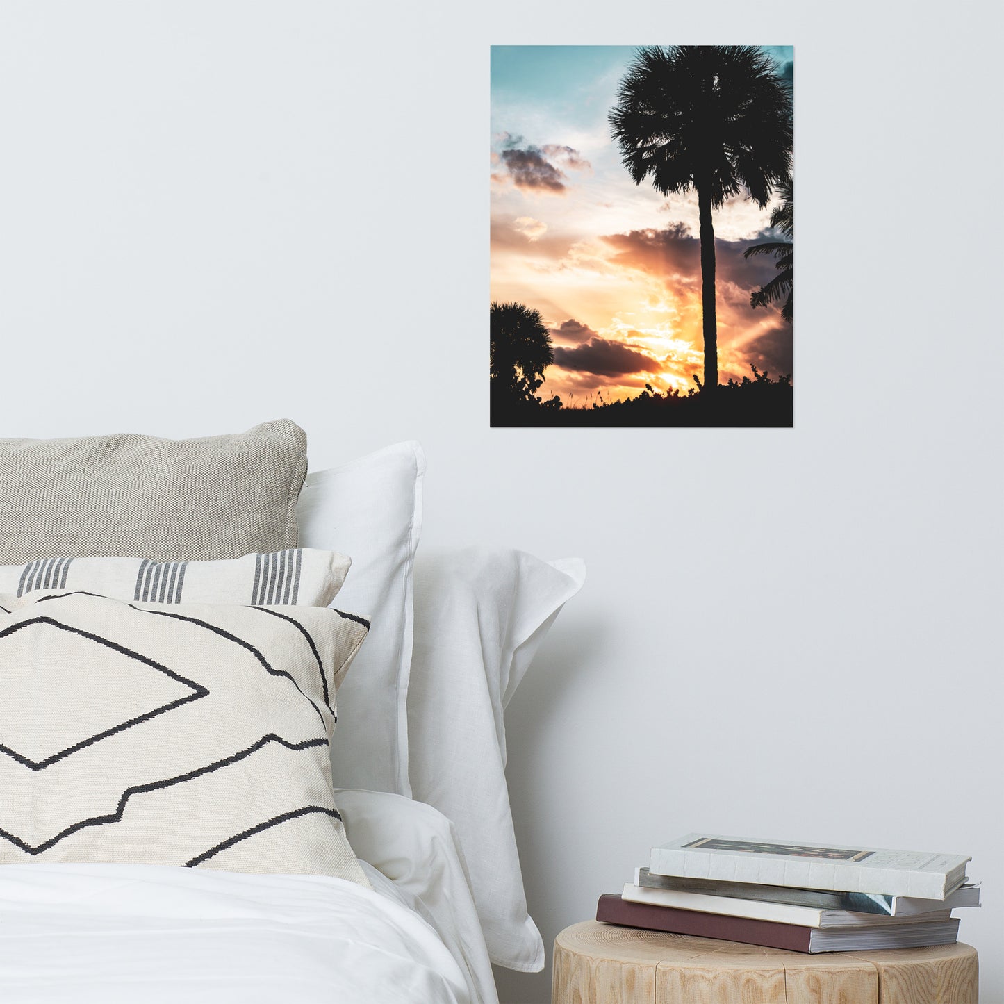 Palm Tree Silhouettes and Sunset Botanical Nature Photo Loose Unframed Wall Art Prints
