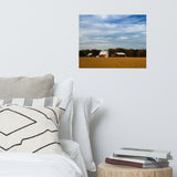 Red Barn in Golden Field Traditional Color Landscape Photo Loose Wall Art Prints