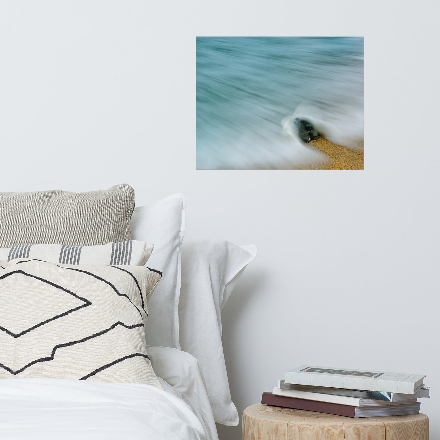 Whelk Seashell and Misty Wave Coastal Nature Photo Loose Unframed Wall Art Prints