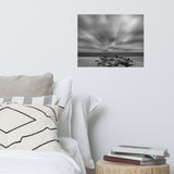 Windy Beach Black and White Landscape Photo Loose Wall Art Prints