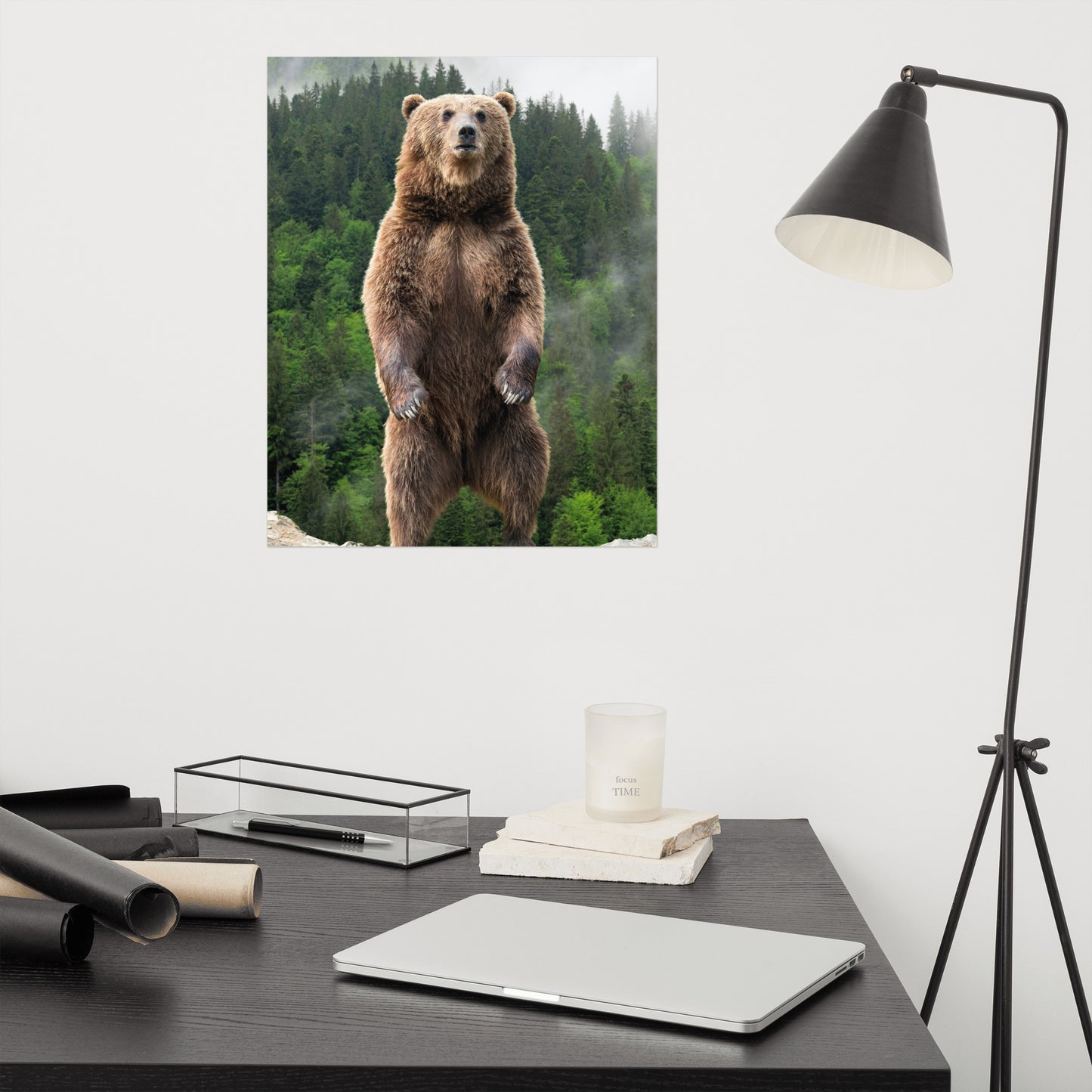 Big Standing Brown Bear on Mountain Top Loose Wall Art Print