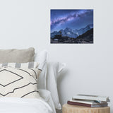 Stone Mountains and Milky Way Night Landscape Photo Loose Wall Art Print