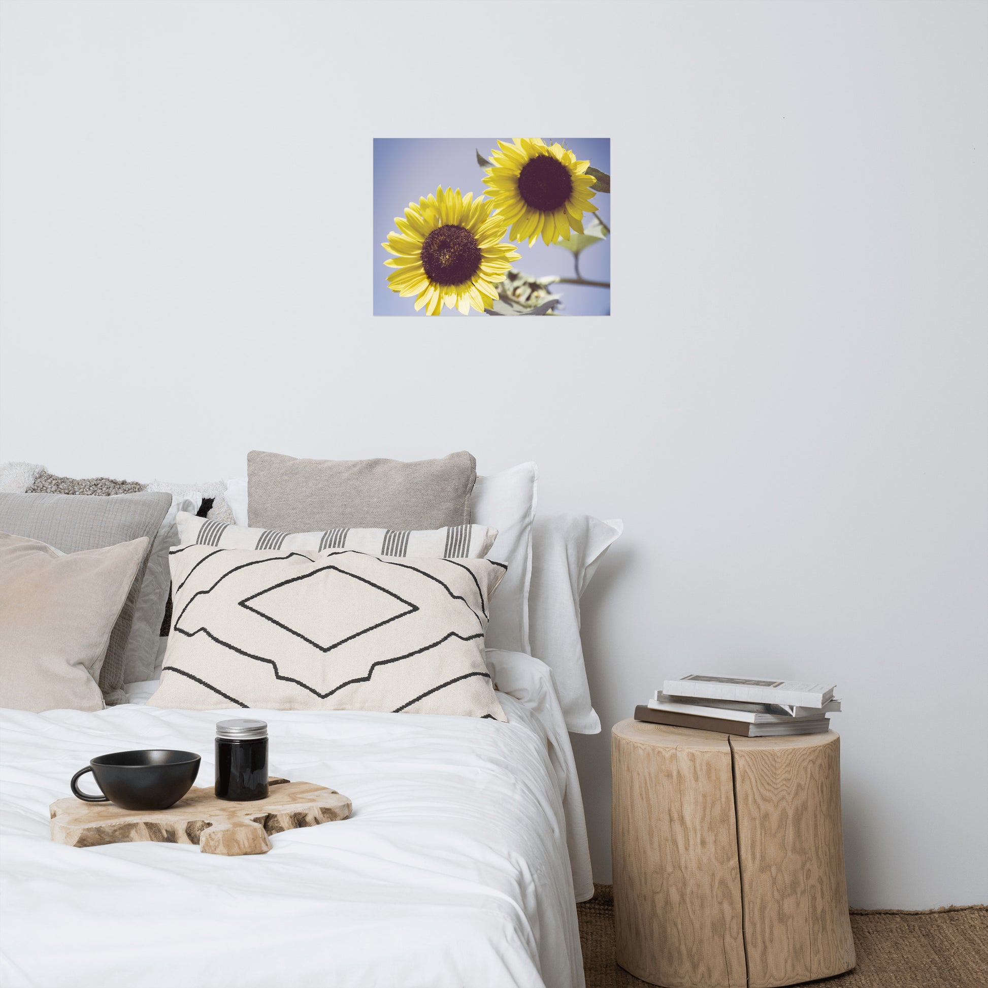 Minimalist Flower Prints: Aged Sunflowers Against Sky - Botanical / Floral / Flora / Flowers / Nature Photograph Loose / Unframed / Frameable / Frameless Wall Art Print - Artwork