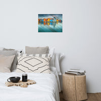Faux Wood Blue Morning at Waters Edge Landscape Photo Loose Wall Art Prints