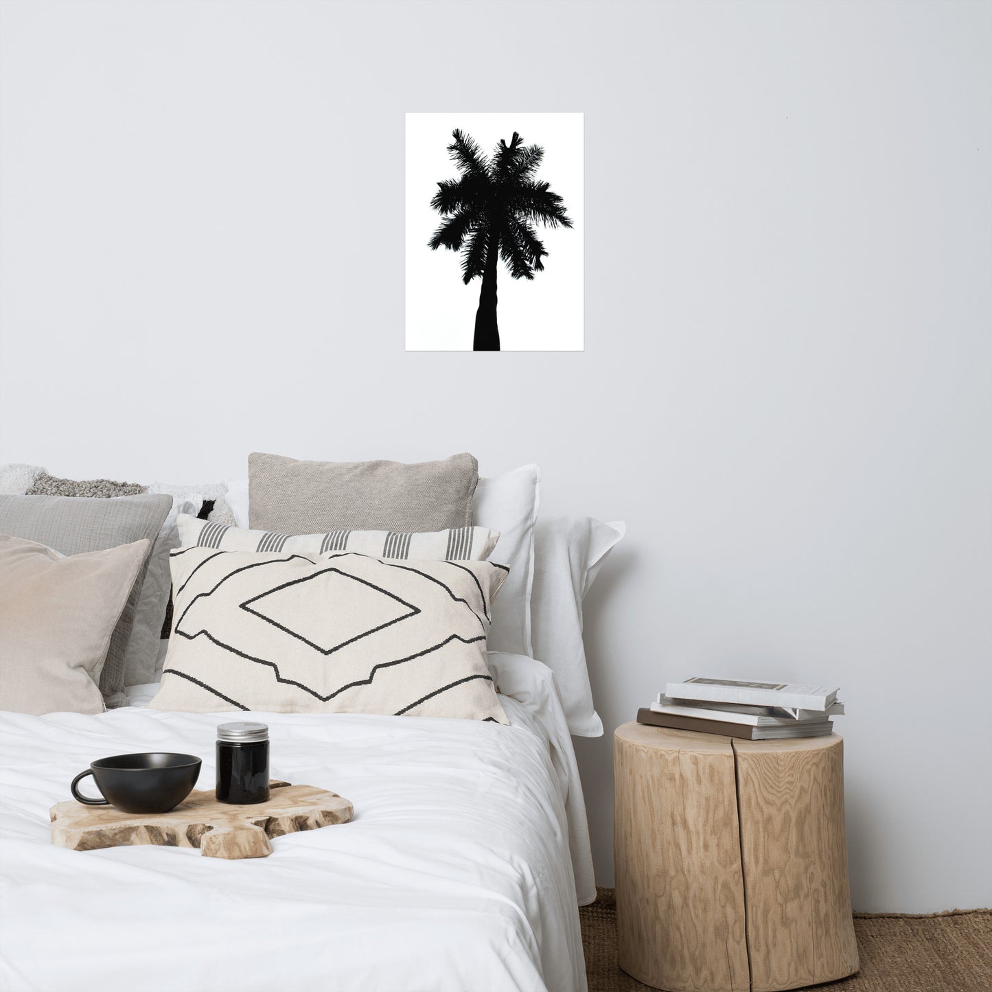 Palm Tree Silhouette on Pure White Botanical Nature Photo Loose Unframed Wall Art Prints