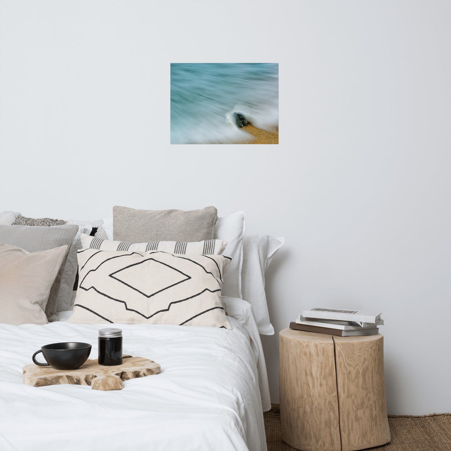 Whelk Seashell and Misty Wave Coastal Nature Photo Loose Unframed Wall Art Prints