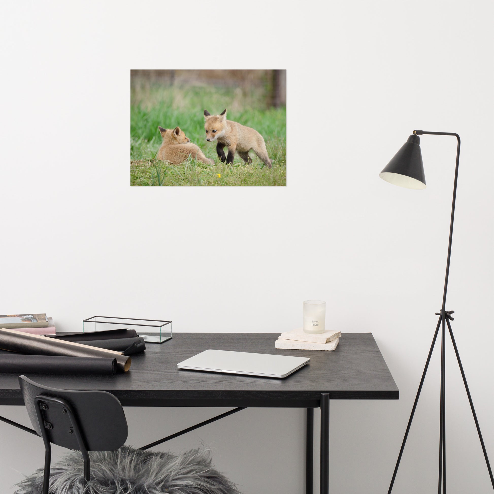 Rustic Bedroom Wall Decor: Fox Pups / Kits - Coming to Get You Animal / Wildlife Photograph Loose / Unframed / Frameless / Frameable Artwork