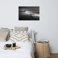 Dramatic Beach with Driftwood Black and White Coastal Landscape Photo Loose Wall Art Prints