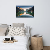 Sunrise Misty Mountain Lake Lively Color Effect Landscape Photo Loose Wall Art Prints