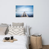 Moody Ocean and Sky Wooden Pier Landscape Photo Loose Wall Art Prints