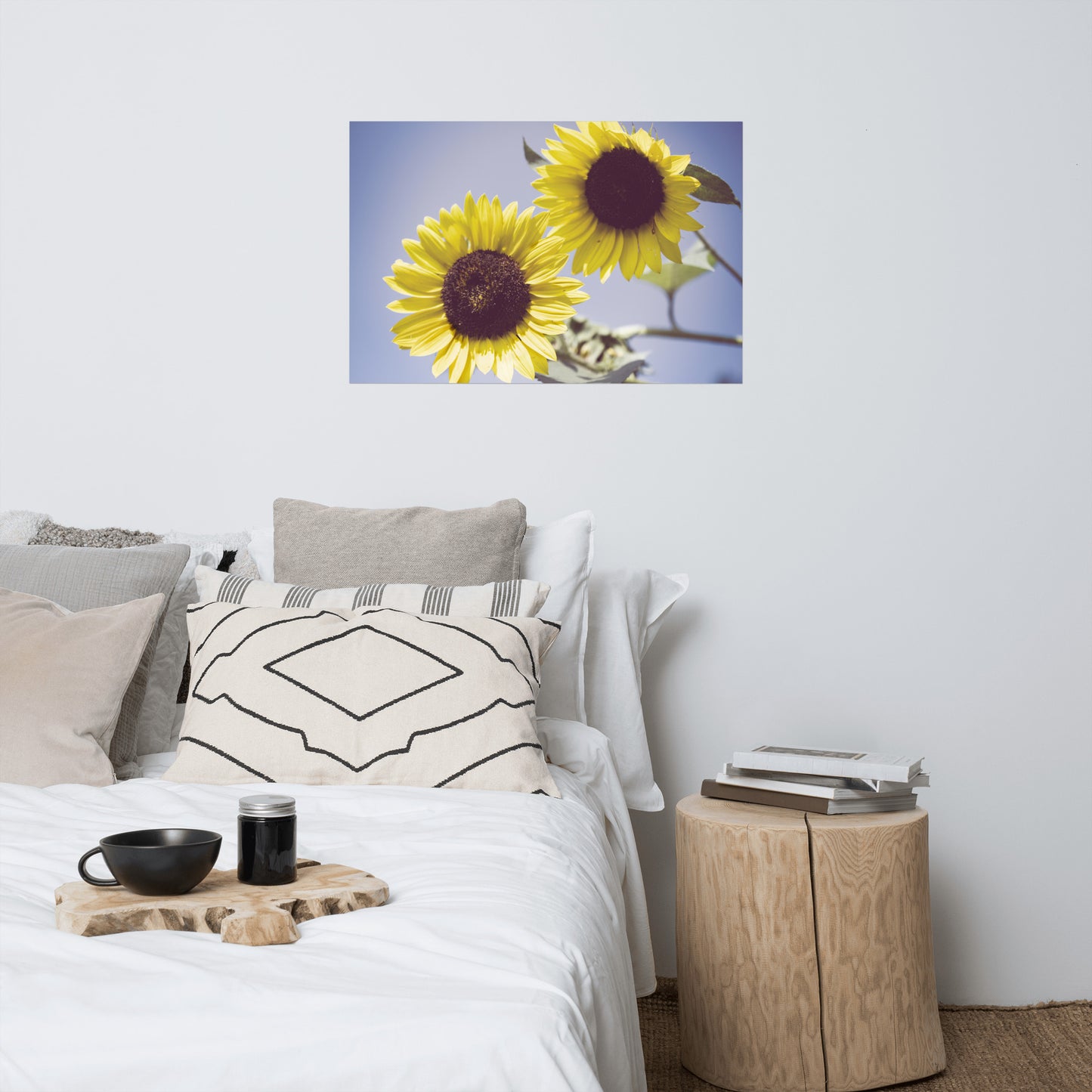 Minimalist Flower Wall Art: Aged Sunflowers Against Sky - Botanical / Floral / Flora / Flowers / Nature Photograph Loose / Unframed / Frameable / Frameless Wall Art Print - Artwork