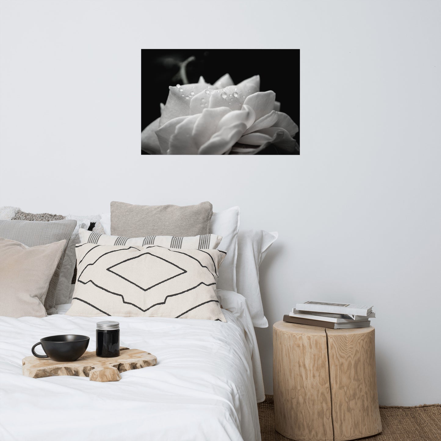 Delicate Rose Black and White Floral Nature Photo Loose Unframed Wall Art Prints