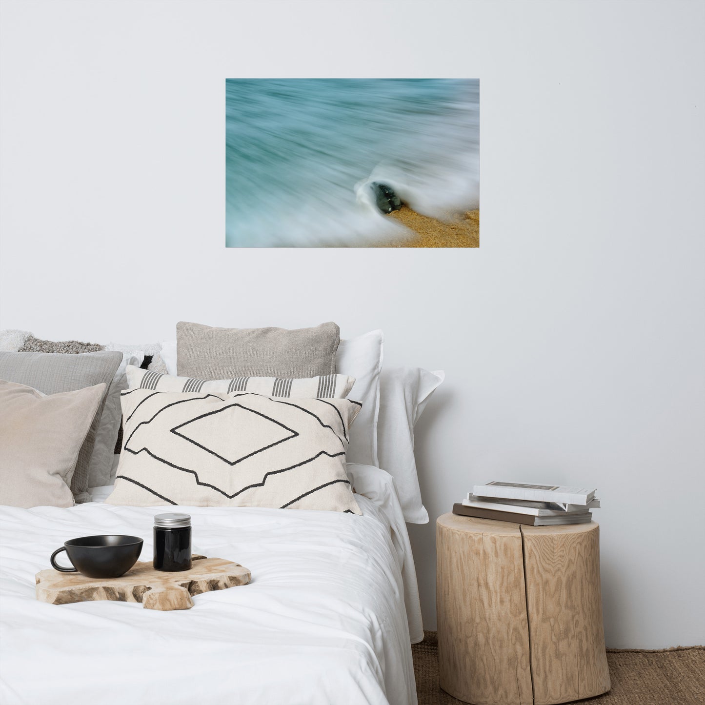 Whelk Seashell and Misty Wave Coastal Nature Photo Loose Unframed Wall Art Prints