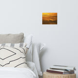 Faux Wood Golden Mist Valley - Hills & Mountain Range Landscape Photo Loose Wall Art Prints