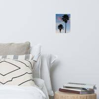 Palm Tree Silhouettes on Blue Sky Botanical Nature Photo Loose Unframed Wall Art Prints
