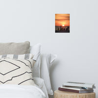 Summer Spectators Coastal Sunset Landscape Photo Paper Poster