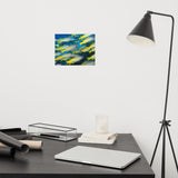 School of Yellow Tropical Fish in Blue Ocean Water Animal Wildlife Photograph Loose Wall Art Print